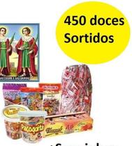 Kit 450 Doces C/8 Itens Variados + Saquinhos Cosme E Damião