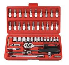 Kit 46 Chave Catraca Jogo De Soquetes Allen Torx Ferramentas