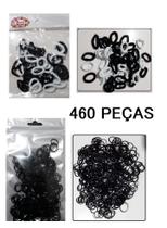 Kit 460 Unidades Liga Elástico Meia Xuxinha Pequenas para Prender o Cabelo Preto e Branco