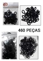 Kit 460 Unidades Liga Elástico Meia Xuxinha Pequenas para Prender o Cabelo Preto