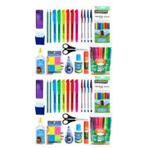 kit 47 Itens Material Escolar Volta as aulas ensino fundamental médio Básico caneta lápis marca texto borracha corretivo