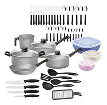 Kit 47pç Para Cozinha Antiaderente Tramontina Cinza Completo