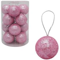 Kit 48 Bola De Natal Brilhante Glitter Arvore de Natal 4cm Ø