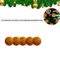 Kit 48 Bolas de Natal Dourada Enfeite Árvore Texturizada 5cm - Natalia Christmas