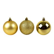 Kit 48 Bolas De Natal P/ Arvore 3cm 4 Modelos Cor Dourado - Wincy