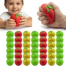 Kit 48 Bolinha Sensorial Para Apertar Squishy Maçã Macio Colorido Para Relaxar