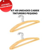 KIT 48 Cabides de Madeira Tintureiro 30cm, Haste Firme, Organização, Resistente, Calça, Camisa, Casacos