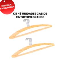 KIT 48 Cabides Tintureiro de Madeira Adulto 40cm Haste Firme, Organização, Resistente, Calça, Camisa, Casacos, Armários