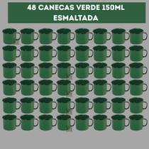 Kit 48 Canecas VERDE 150ml Esmaltadas Copo Vintage Café Chá