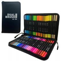 Kit 48 Canetas Ponta Dupla Dual BRUSH Pen Fine Line Touch - Importado