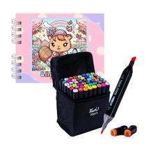 Kit 48 Canetinhas de Colorir Livro Capivara Estojo de Canetas Ponta Dupla Marcador