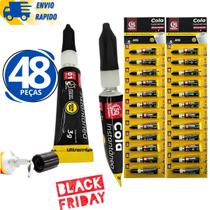 Kit 48 Cola Super Cola Instantânea 3G Multiuso Cola Cerâmica Silicone Madeira Vidro Artefatos