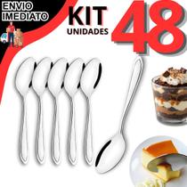 Kit 48 Colher De Sobremesa Em Inox Colheres Resistente 16cm Doces Bolos Mousses Para Restaurante Cozinha Lanchonete