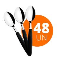 Kit - 48 Colheres De Mesa Ipanema Com Lâmina Em Aço Inox Cabo Preto Cptop - Tramontina 23363400