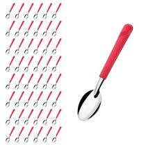 Kit 48 Colheres Linha Luna Vermelho Aço Inox Sorvete Buffet