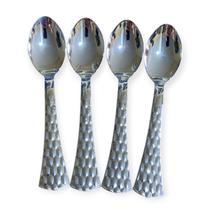 Kit 48 Colheres Sobremesa Prata Plástico Descartável 13.8cm