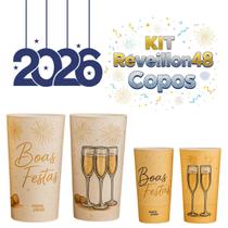 Kit 48 Copo Long Drink 350ml Plástico Branco Ano Novo Brinde, Festa, Réveillon, Decoração Kit 48 Copo Long Drink 350ml Plástico Branco Ano Novo Brinde, Festa, Réveillon, Decoração