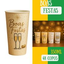 Kit 48 Copo Long Drink 350ml Plástico Branco Ano Novo Brinde, Festa, Réveillon, Decoração Kit 48 Copo Long Drink 350ml Plástico Branco Ano Novo Brinde, Festa, Réveillon, Decoração
