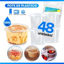 Kit 48 Embalagens 1 Litro Pote de Plástico Para Açai Bolo Mini Salgados BP Potes