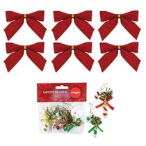 Kit 48 Enfeites Pendente Laço Vermelho Bengala Para Árvore de Natal Decoração Kit 48 Enfeites Pendente Laço Vermelho Bengala Para Árvore de Natal Decoração
