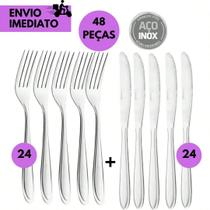 Kit 48 Garfo e Faca Inox Talheres de Aço Inoxidável Elegante Design Moderno Alta Durabilidade Ideal