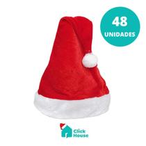 Kit 48 Gorro Veludo Touca Papai Noel Decoração Enfeite Natal 40 Cm