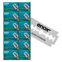 Kit 48 Lâminas de Barbear Aço Inoxidável para Barbeador Navalha Super Duplo Fio Enox
