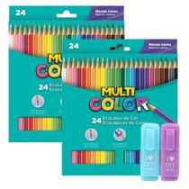 Kit 48 Lápis De Cor C/ 2 Mini Marca Textos Material Escolar Kit 48 Lápis De Cor C/ 2 Mini Marca Textos Material Escolar