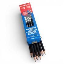 Kit 48 Lápis Grafite HB Preto Sextavado com Borracha escolar Kit 48 Lápis Grafite HB Preto Sextavado com Borracha escolar
