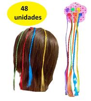 Kit 48 Mechas Coloridas Com Piranha Aplique Cabelo Infantil Kit 48 Mechas Coloridas Com Piranha Aplique Cabelo Infantil