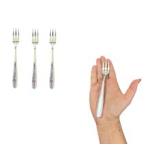 Kit 48 Mini Garfo sobremesa 15cm Prata Descartável Plástico