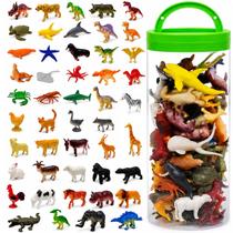 Kit 48 Miniaturas de Animais Selvagens Fazenda Oceano e Dinossauros para Maquete