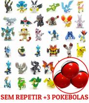 Kit 48 Miniaturas Pokemon 3cm + 10 Grandes 5cm + 10 Pokebolas 5cm