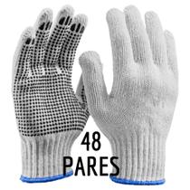 Kit 48 Pares Luvas Malha Algodão Pigmentada Branca Tricotada