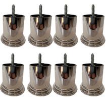 Kit 48 Pés Plástico Cromado Redondo Rosqueável 6 cm P01 Sofá Poltrona - Inoviza