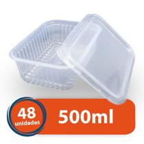 Kit 48 Pote Descartável 500ml Marmita Freezer Microondas Fit