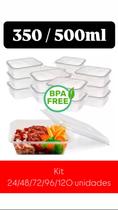 Kit 48 Potes Marmita Comidas Saladas Fit 500ml C/tampa