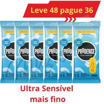 Kit 48 Preservativo Camisinha Masculino Lubrificado Ultra Sensível Prudence c/ 8 un cada Embalagem