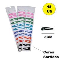 Kit 48 Presilhas Cabelo Tic Tac 3cm Colorido Sortido