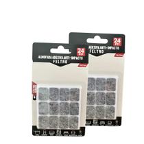 Kit 48 Protetores Pé Cadeira Feltro Quadrado Auto Adesivo Cor Preto Bege e Cinza