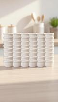 Kit 48 Ramekins Porcelana Canelado 77ml Branco