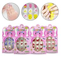 Kit 48 Unhas Postiças Infantil Colorida Autocolante Criança Kit 48 Unhas Postiças Infantil Colorida Autocolante Criança