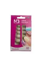 Kit 48 Unhas Postiças Natural Quadrada Com Adesivo Gel