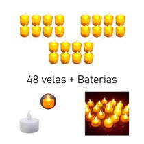 Kit 48 Velas Decorativas Eletrônicas De Led + Baterias