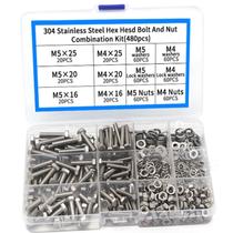 Kit 480 Parafusos Sextavado Ext. Porca Arruela Pressao Inox