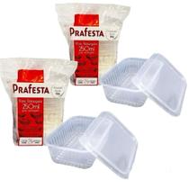 Kit 48x Pote Retangular Microondas E Freezer 250ml Leve 2pct