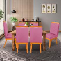kit 4Cadeira Ana Matelassê tecido suede com Base Fixa de Madeira Maciça e Puxador Castanho