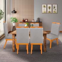 kit 4Cadeira Ana Matelassê tecido suede com Base Fixa de Madeira Maciça e Puxador Castanho