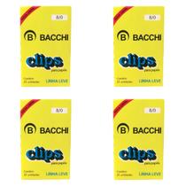 Kit 4cx Clips para papel Bacchi 8/0 com 25 unidades linha leve
