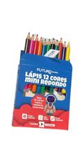 Kit 4cxs Mini Lápis de cor 12 cores 9cm infantil resistente